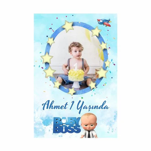 Patron Bebek Temalı Doğum Günü Afişi